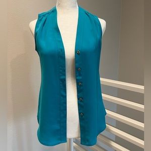 Banana Republic Sleeveless Buttoned Blouse (teal, 00P)